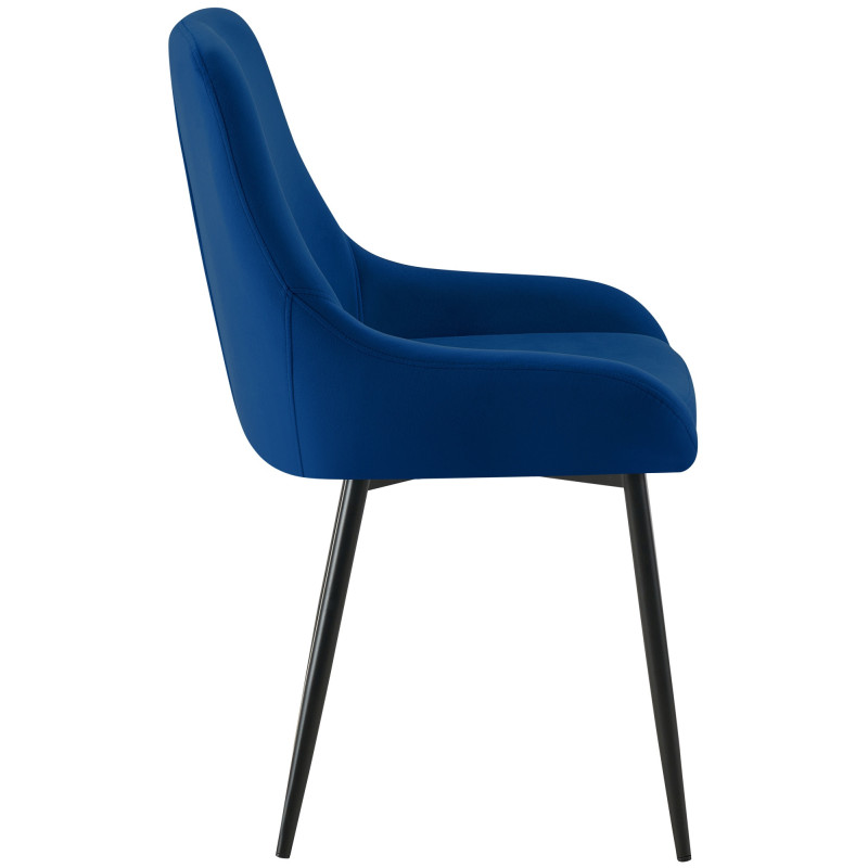 Chaise moderne en Velours Bleu foncé Métal Noir Jorvila - 2