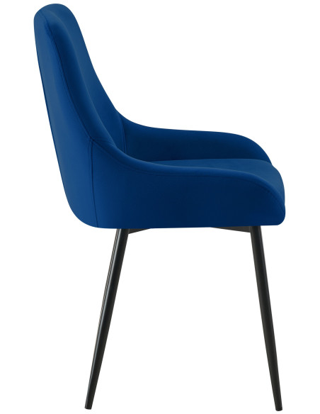 Chaise moderne en Velours Bleu foncé Métal Noir Jorvila - 2