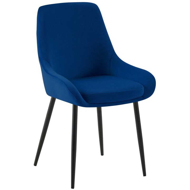 Chaise moderne en Velours Bleu foncé Métal Noir Jorvila - 1