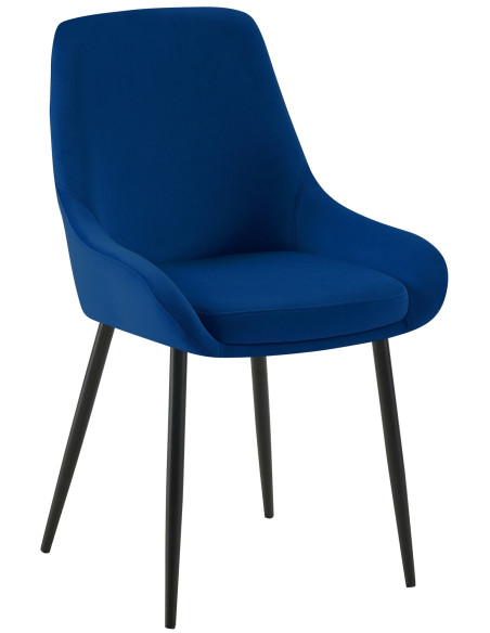 Chaise moderne en Velours Bleu foncé Métal Noir Jorvila - 1