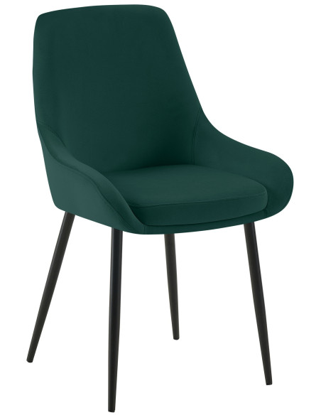 Chaise moderne en Velours Vert Métal Noir Jorvila - 1