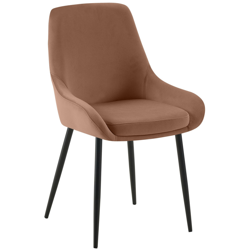 Chaise moderne en Velours Marron Métal Noir Jorvila - 1