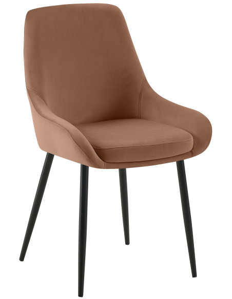 Chaise moderne en Velours Marron Métal Noir Jorvila - 1