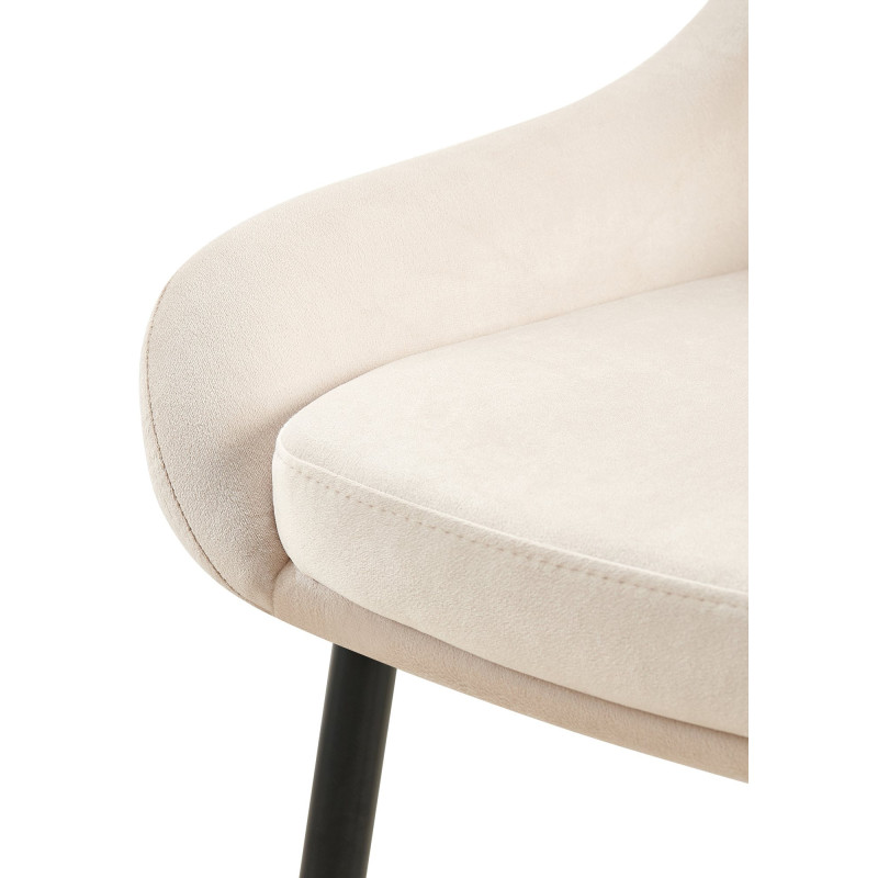Chaise moderne en Velours Blanc crème Métal Noir Jorvila - 5