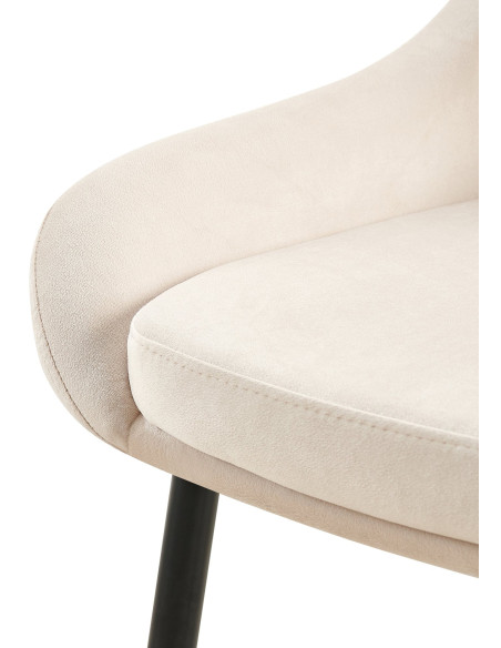 Chaise moderne en Velours Blanc crème Métal Noir Jorvila - 5
