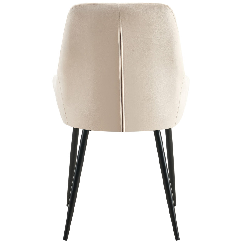 Chaise moderne en Velours Blanc crème Métal Noir Jorvila - 4