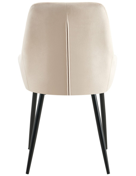 Chaise moderne en Velours Blanc crème Métal Noir Jorvila - 4