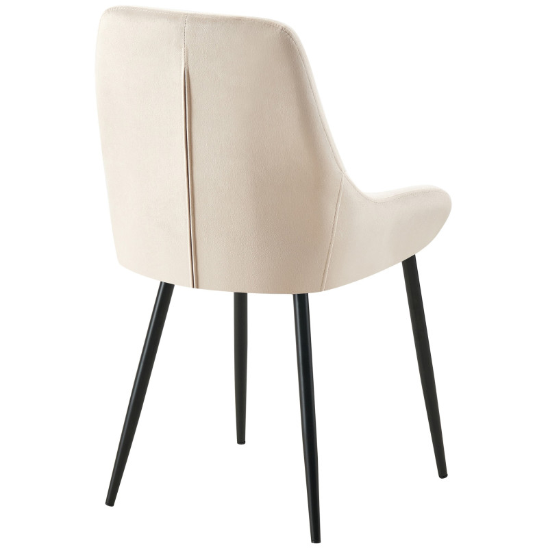 Chaise moderne en Velours Blanc crème Métal Noir Jorvila - 3