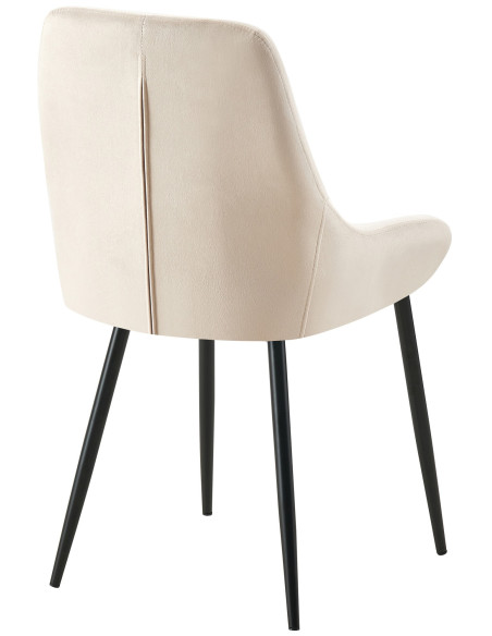 Chaise moderne en Velours Blanc crème Métal Noir Jorvila - 3