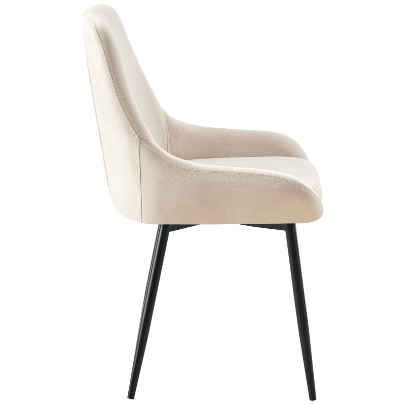 Chaise moderne en Velours Blanc crème Métal Noir Jorvila - 2