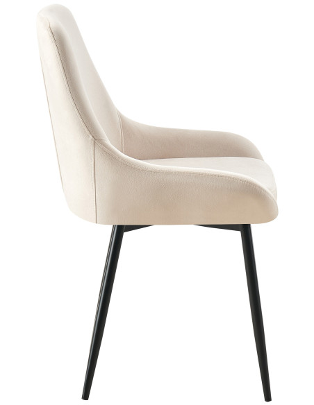 Chaise moderne en Velours Blanc crème Métal Noir Jorvila - 2