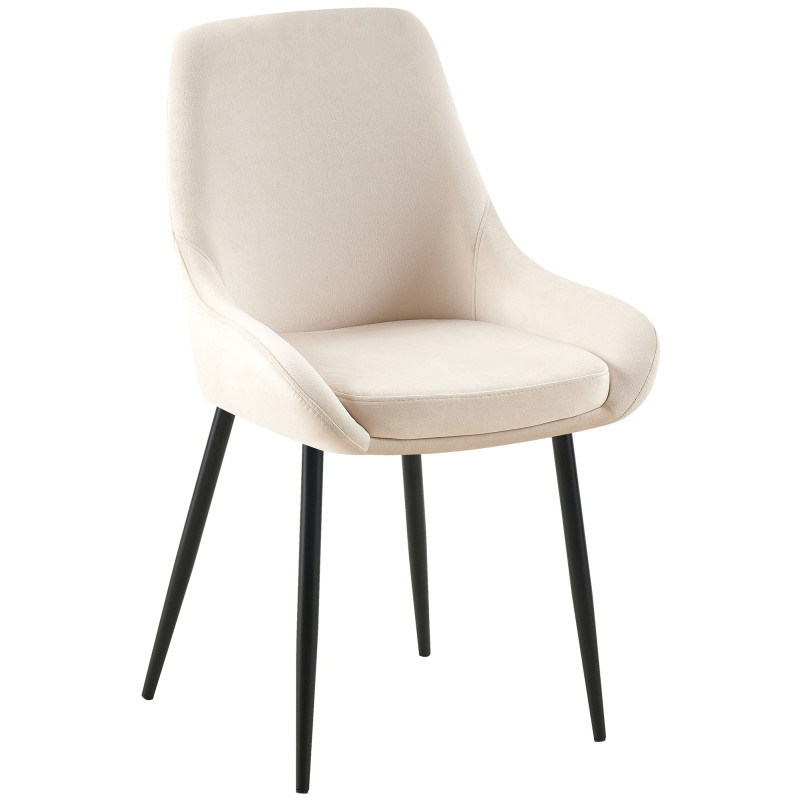 Chaise moderne en Velours Blanc crème Métal Noir Jorvila - 1