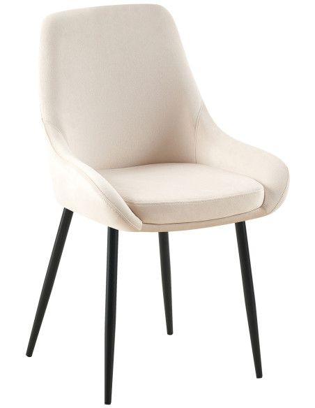 Chaise moderne en Velours Blanc crème Métal Noir Jorvila - 1