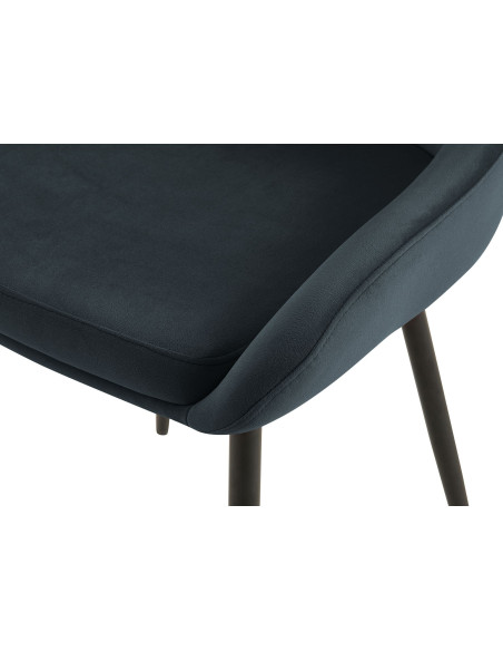 Chaise moderne en Velours Noir Métal Noir Jorvila - 5