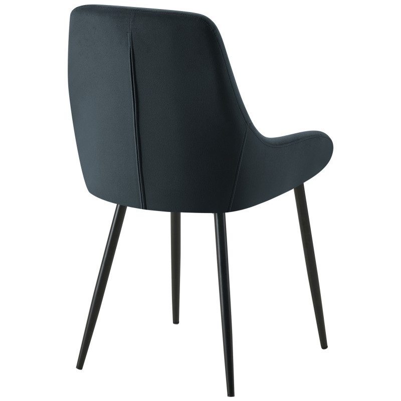 Chaise moderne en Velours Noir Métal Noir Jorvila - 3