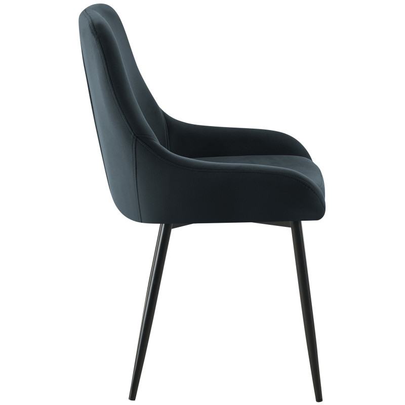 Chaise moderne en Velours Noir Métal Noir Jorvila - 2