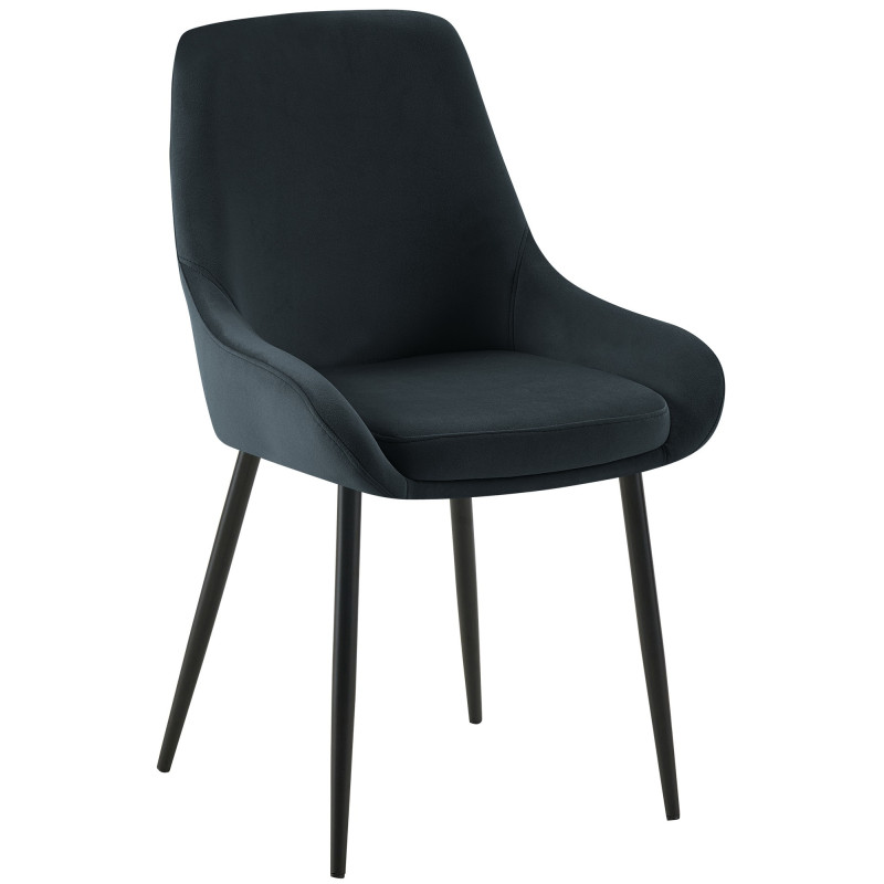 Chaise moderne en Velours Noir Métal Noir Jorvila - 1