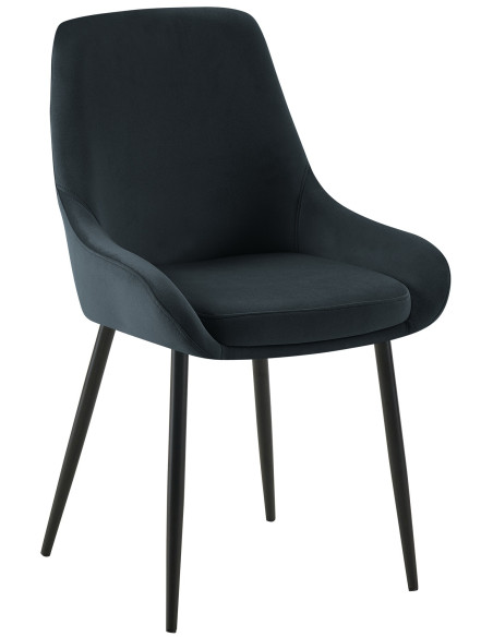 Chaise moderne en Velours Noir Métal Noir Jorvila - 1