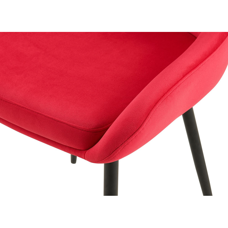 Chaise moderne en Velours Rouge Métal Noir Jorvila - 5