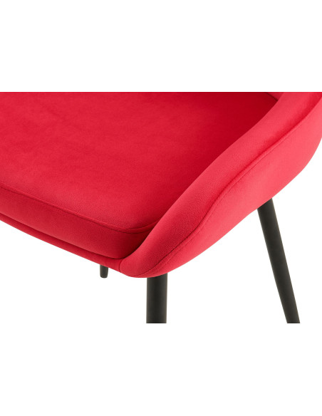 Chaise moderne en Velours Rouge Métal Noir Jorvila - 5