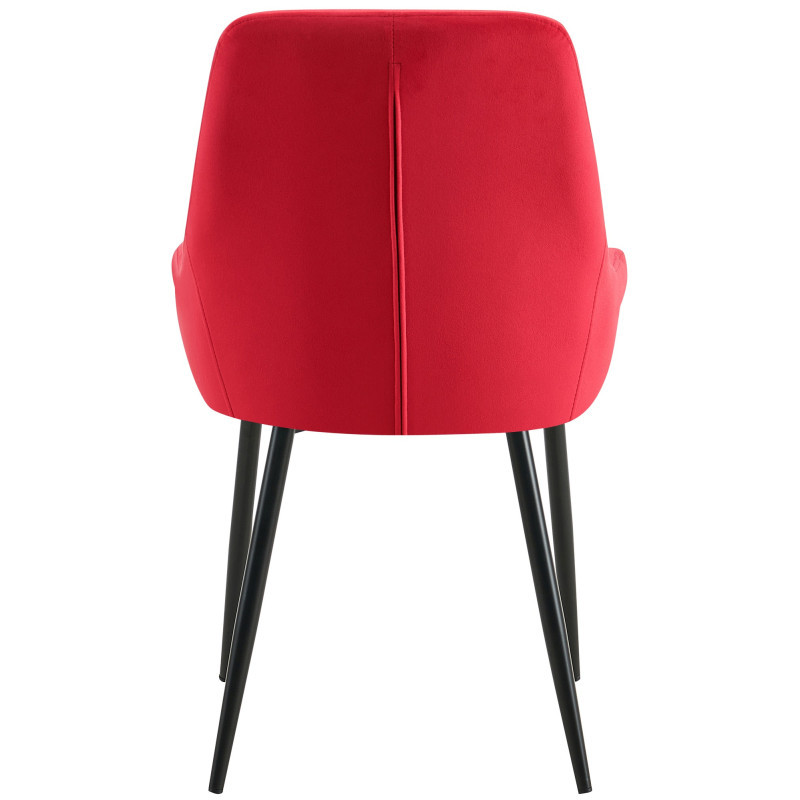 Chaise moderne en Velours Rouge Métal Noir Jorvila - 4