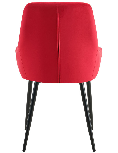 Chaise moderne en Velours Rouge Métal Noir Jorvila - 4