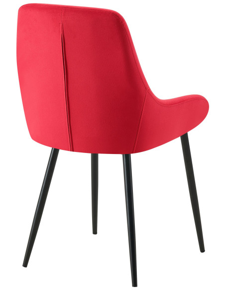 Chaise moderne en Velours Rouge Métal Noir Jorvila - 3