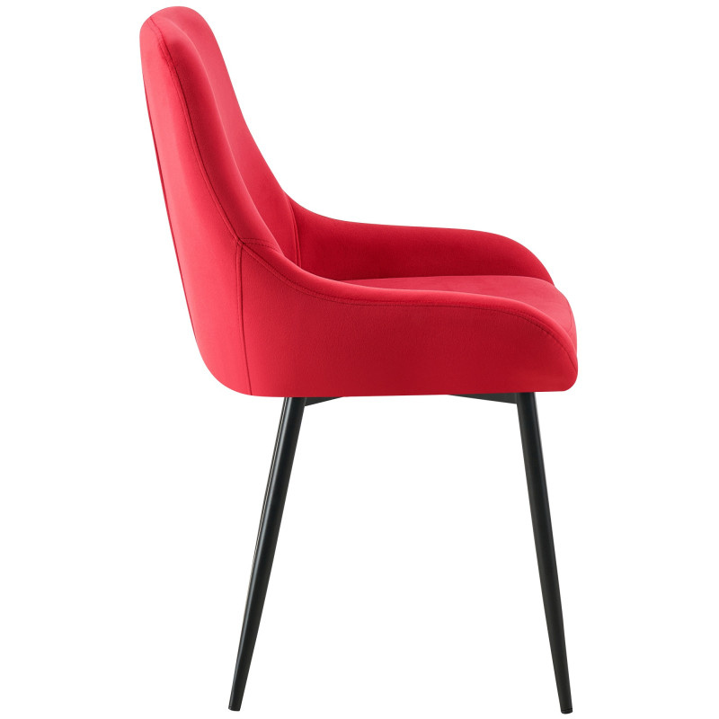 Chaise moderne en Velours Rouge Métal Noir Jorvila - 2
