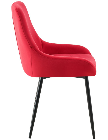 Chaise moderne en Velours Rouge Métal Noir Jorvila - 2