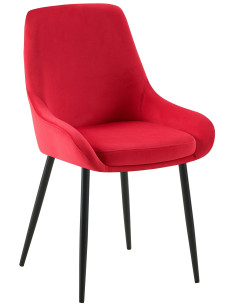 Chaise moderne en Velours Rouge Métal Noir Jorvila - 1
