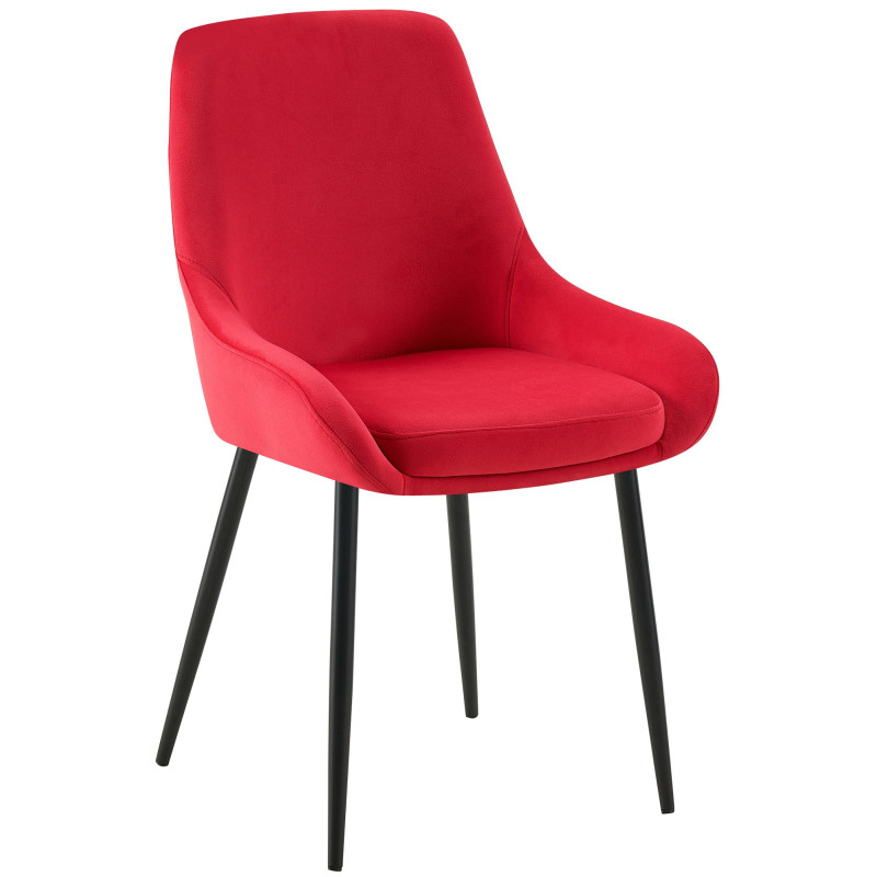 Chaise moderne en Velours Rouge Métal Noir Jorvila - 1