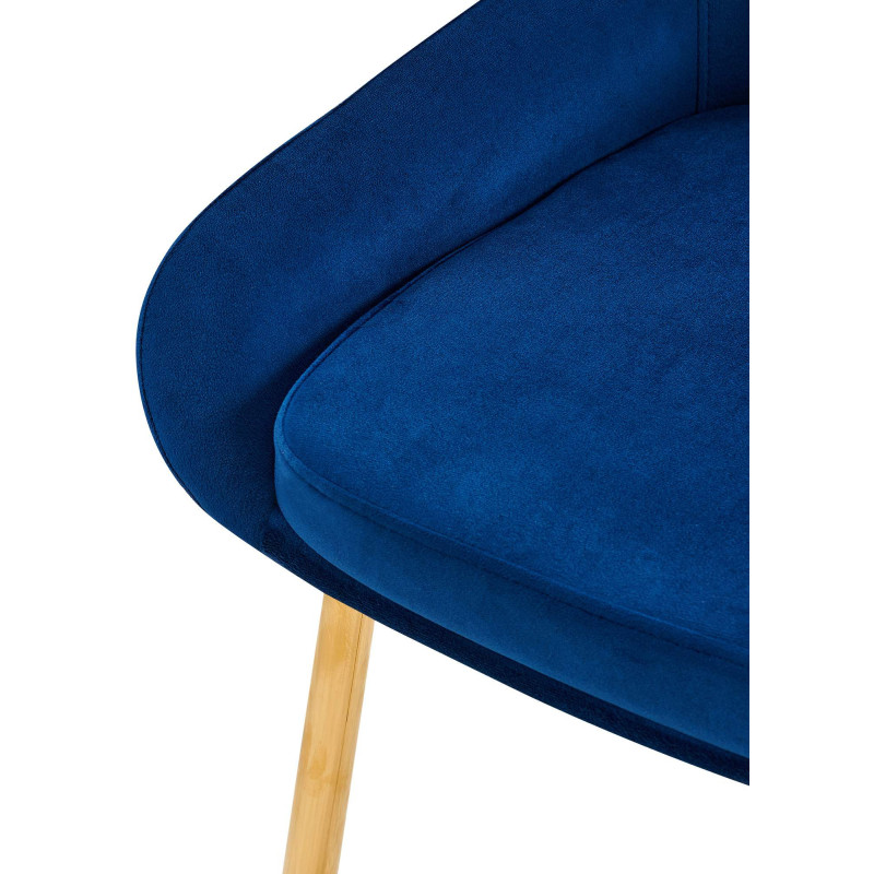 Chaise moderne en Velours Bleu foncé Métal Doré Jorvila - 5