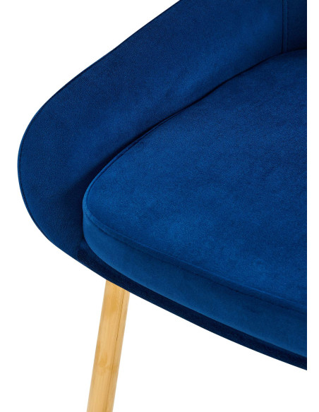 Chaise moderne en Velours Bleu foncé Métal Doré Jorvila - 5