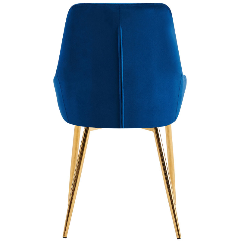 Chaise moderne en Velours Bleu foncé Métal Doré Jorvila - 4