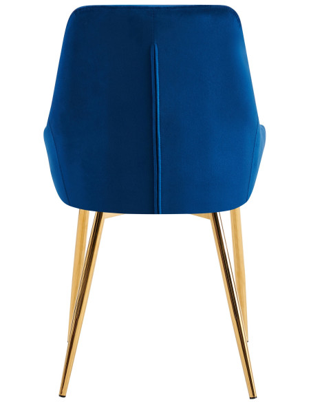 Chaise moderne en Velours Bleu foncé Métal Doré Jorvila - 4