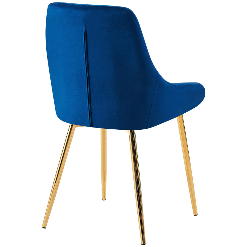 Chaise moderne en Velours Bleu foncé Métal Doré Jorvila - 3