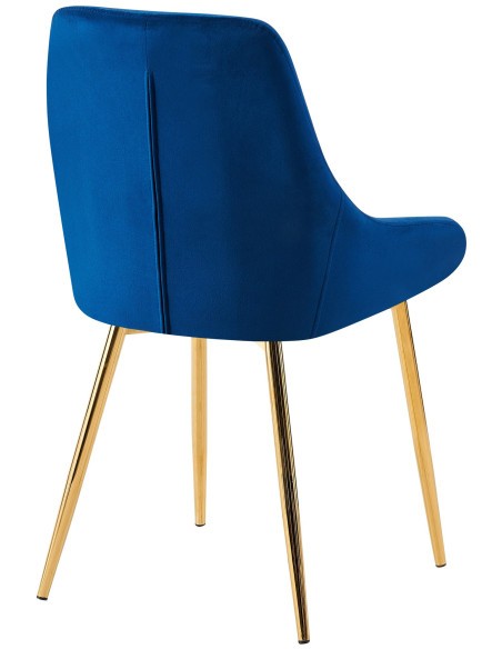 Chaise moderne en Velours Bleu foncé Métal Doré Jorvila - 3
