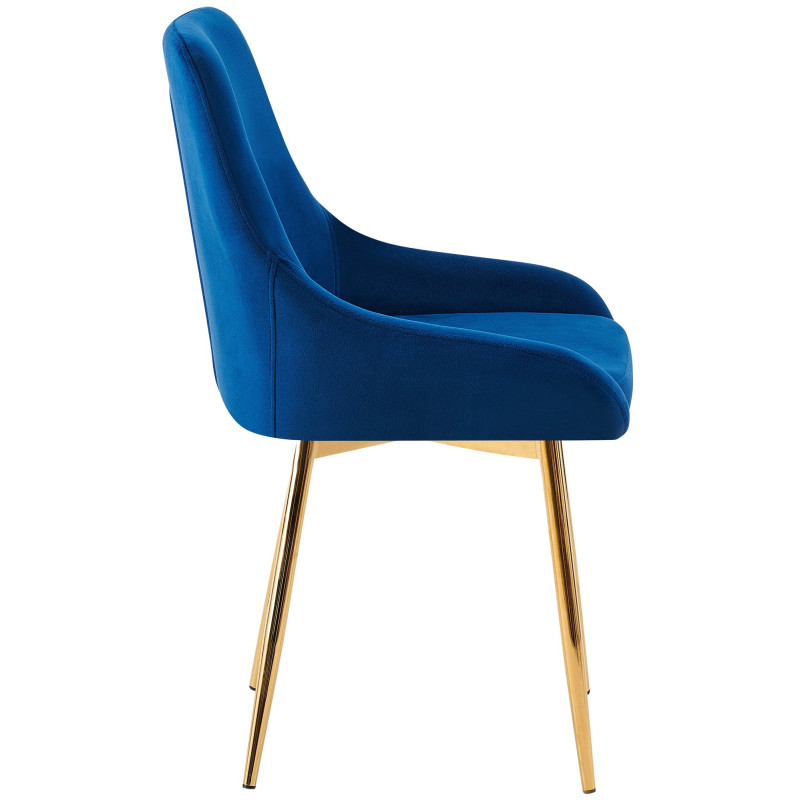 Chaise moderne en Velours Bleu foncé Métal Doré Jorvila - 2