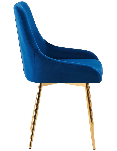 Chaise moderne en Velours Bleu foncé Métal Doré Jorvila - 2
