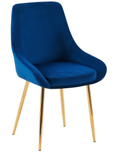 Chaise moderne en Velours Bleu foncé Métal Doré Jorvila - 1