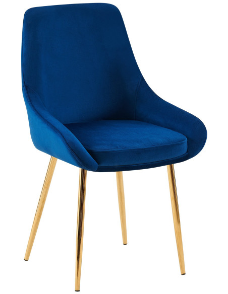 Chaise moderne en Velours Bleu foncé Métal Doré Jorvila - 1