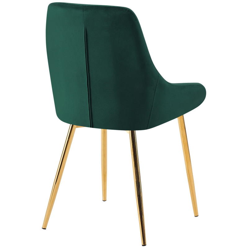 Chaise moderne en Velours Vert Métal Doré Jorvila - 3