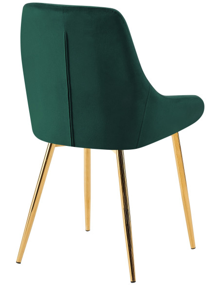 Chaise moderne en Velours Vert Métal Doré Jorvila - 3