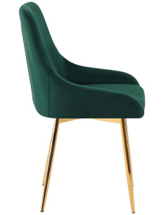 Chaise moderne en Velours Vert Métal Doré Jorvila - 1 2