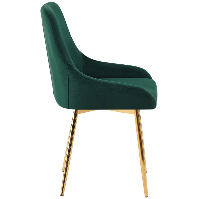 Chaise moderne en Velours Vert Métal Doré Jorvila - 2
