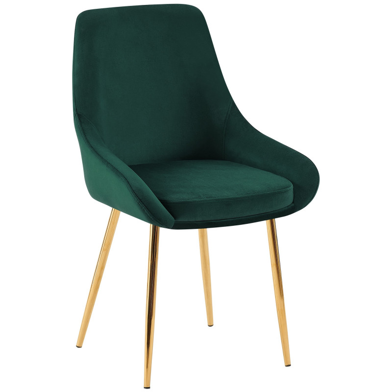 Chaise moderne en Velours Vert Métal Doré Jorvila - 1