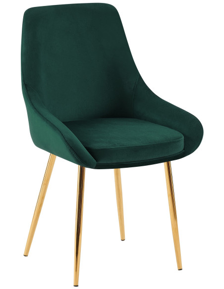 Chaise moderne en Velours Vert Métal Doré Jorvila - 1