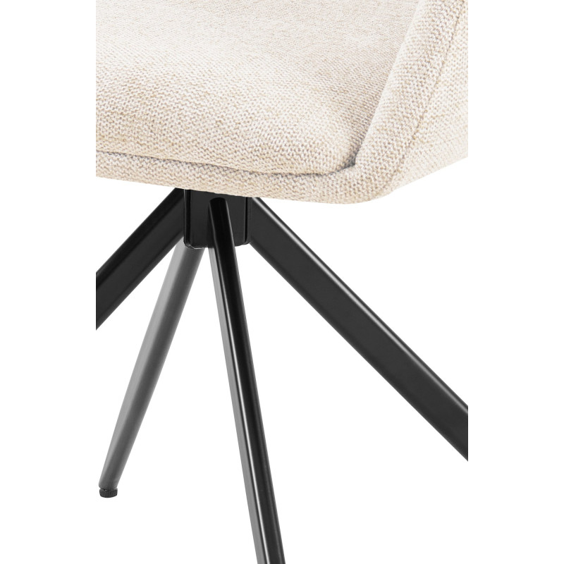 Fauteuil de table pivotant en Tissu Blanc crème Métal Noir Drelis - 5