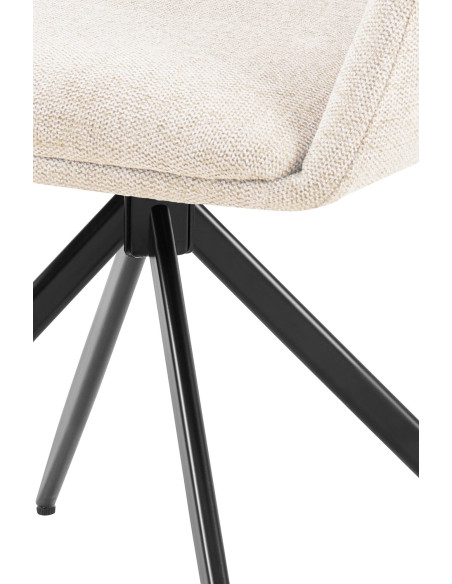 Fauteuil de table pivotant en Tissu Blanc crème Métal Noir Drelis - 5