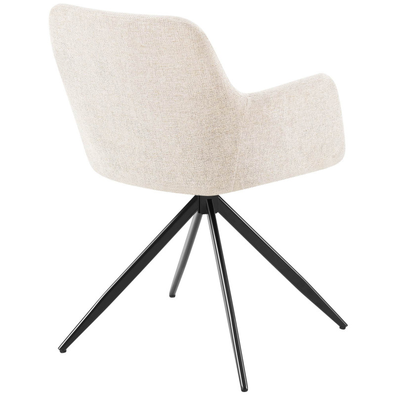 Fauteuil de table pivotant en Tissu Blanc crème Métal Noir Drelis - 3